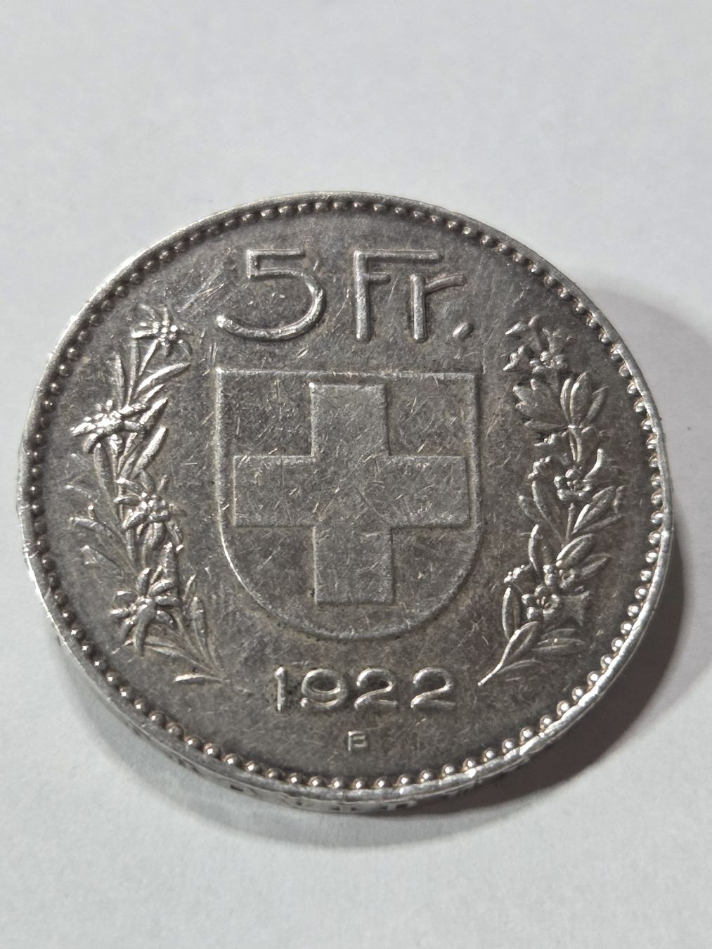 Alle Münzen: 5 francs suisse argent 1922 + 1923  – Gebraucht aus Neuchâtel von pasprie 1