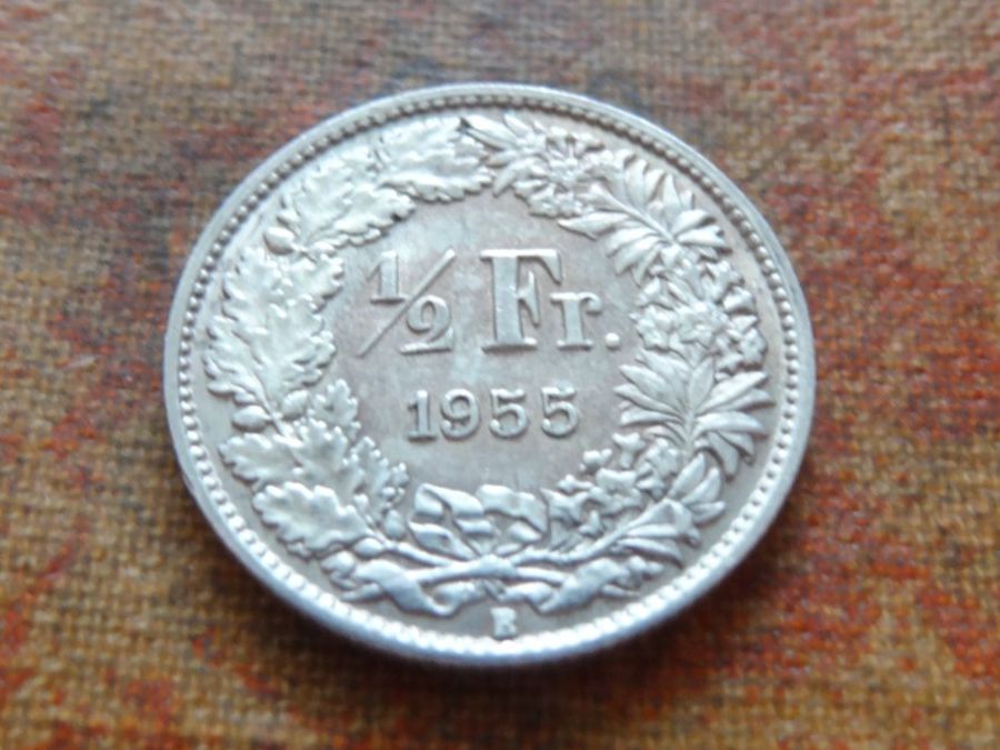 Tutti le monete: 1/2 Fr. 1955 – Usato da Romanel-sur-Lausanne venduto da Swift13