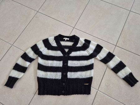 Twinset Strickjacke Gr. 140 Schwarz/Weiss Gestreift