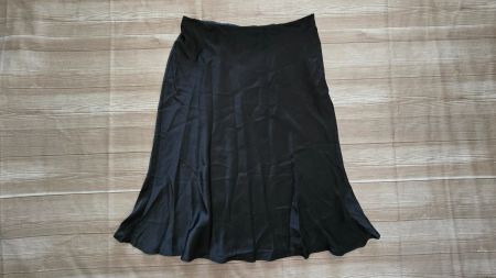 🆕 Schwarzer Satin Midi-Rock - 44 - Slip Skirt Aesthetic