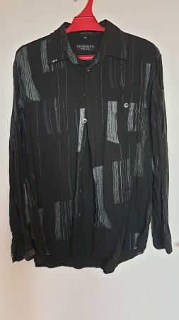 Herrenhemd Priority M, Schwarz-Weiss-Grau, Viskose