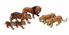 Schleich Wildtiere Set / 6 Figuren, Löwe, Tiger, Leoparden