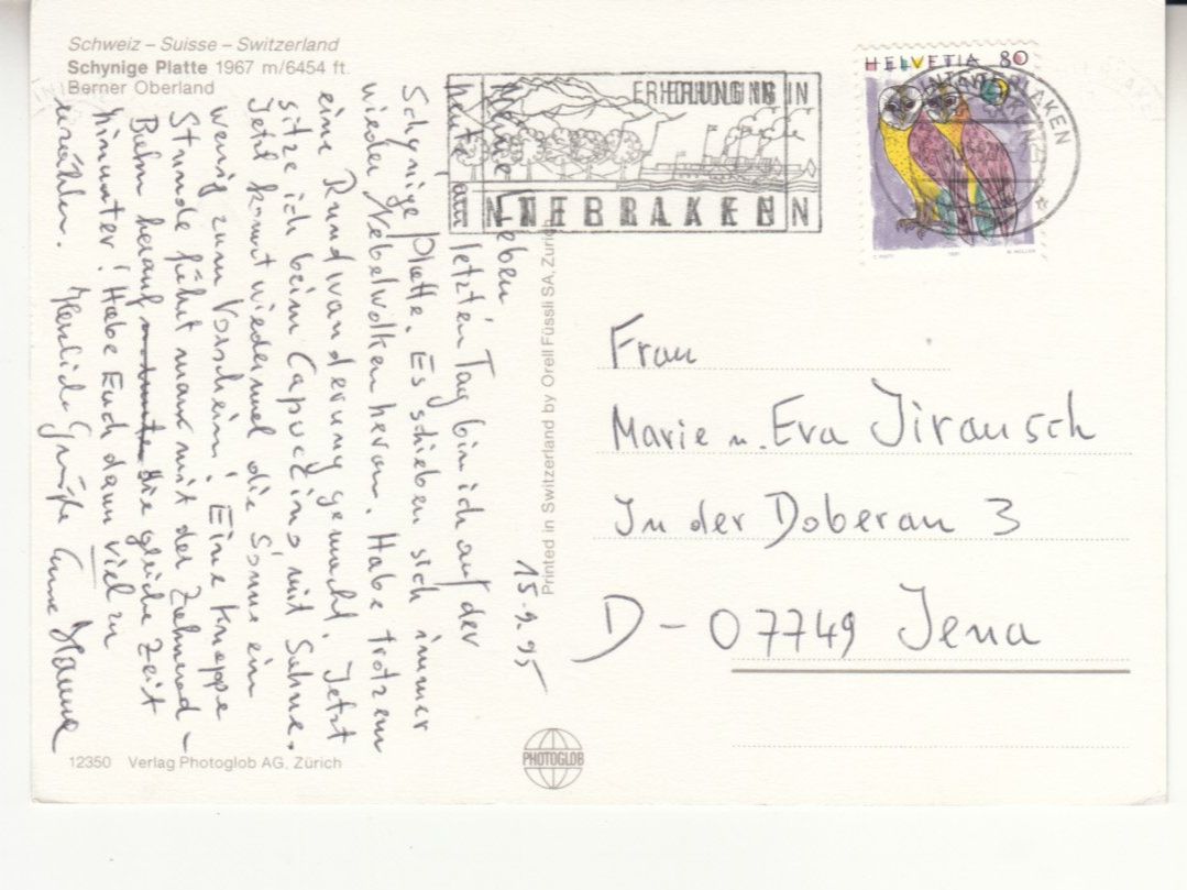 Cartoline postali: Schynige Platte 1995 – Usato da Bürglen TG venduto da StampGraf 1