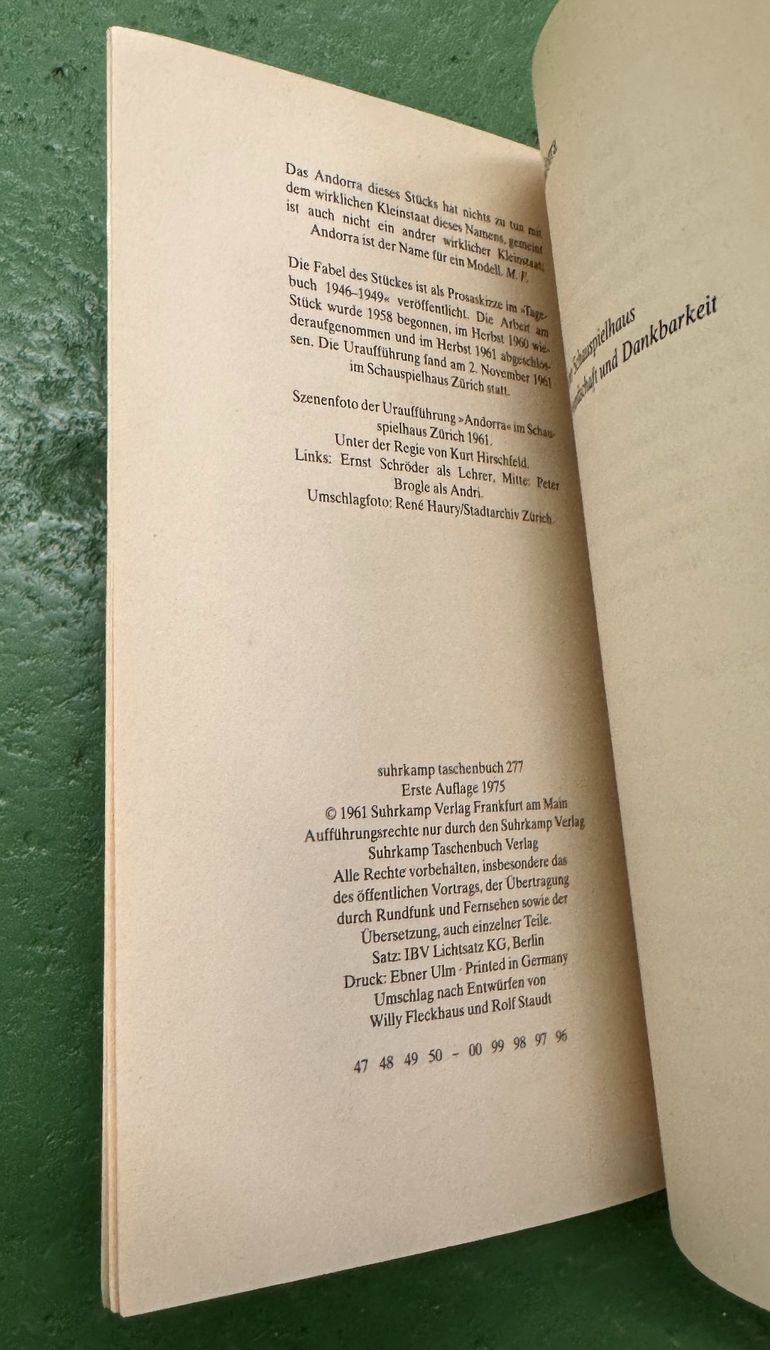 Libri: Max Frisch: Andorra – Usato da Basel venduto da Ostschweiz06 1