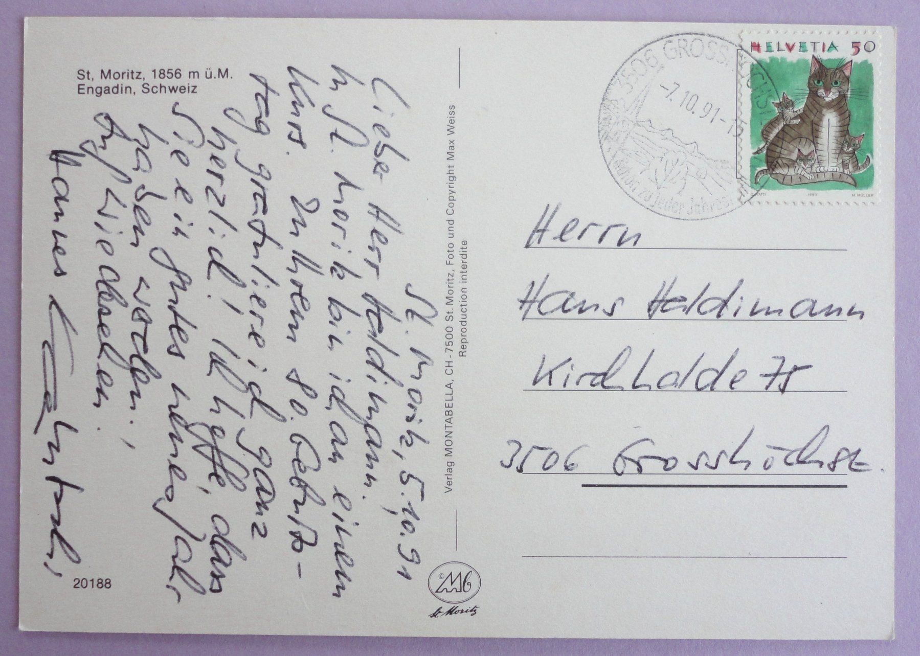 Cartoline postali: St. Moritz, 1856 m ü.M. – Usato da Fétigny venduto da Billy2miny 1