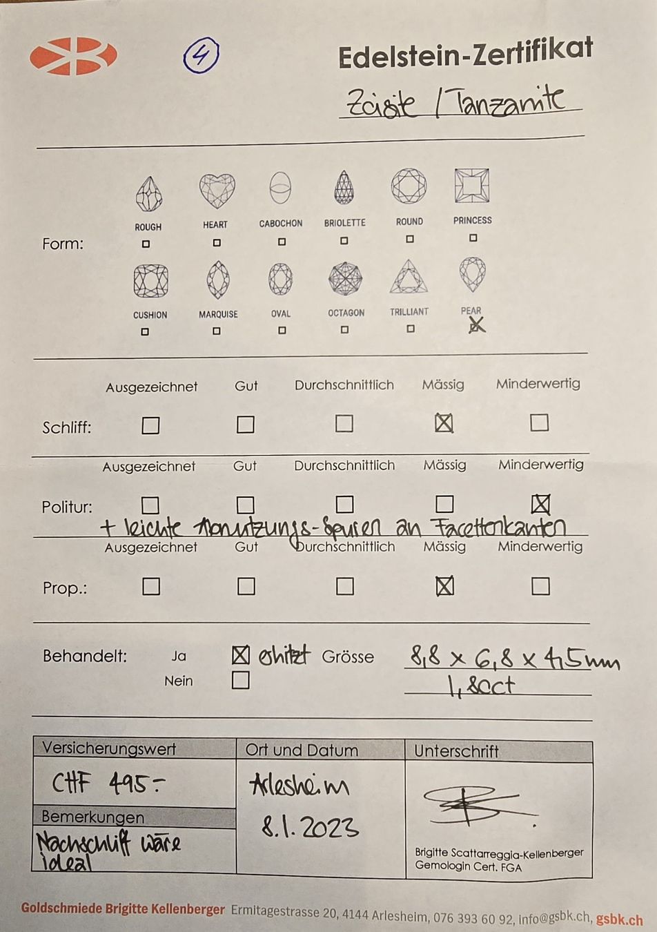 Pietre preziose: Tanzanite Gemstone 1.80ct – Nuovo (secondo la descrizione) da Wetzikon ZH venduto da zed_qz7s 5