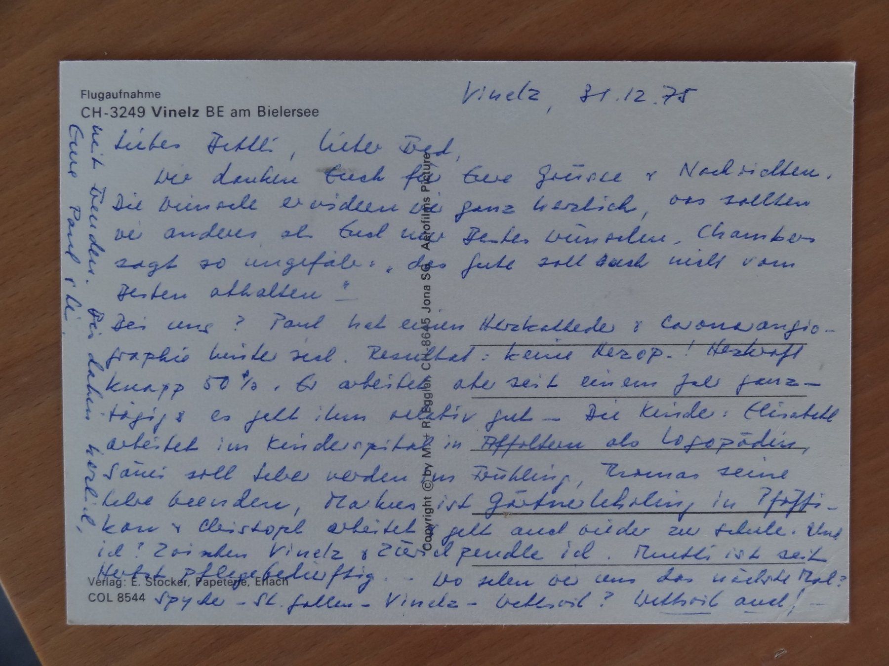 Cartoline postali: Vinelz - BE - 1975 – Usato da St Léonard venduto da Riglin 1