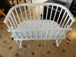 Beistellbett weiss mit Matratze