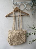 Sac bandoulière paille tissée beige bon état