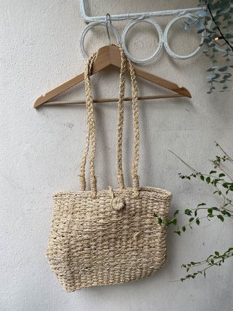 Sac bandoulière paille tissée beige bon état