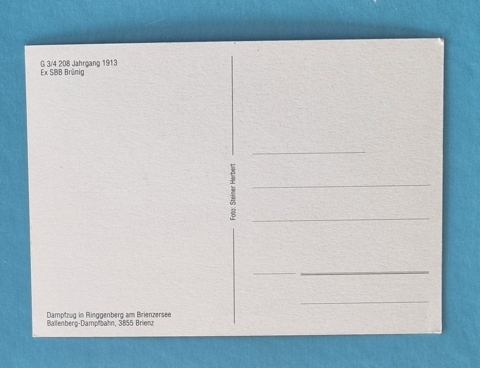 Cartoline postali: Ringgenberg - Brienz - Dampfzug ex Brünig – Usato da Rothrist venduto da RROENK 1