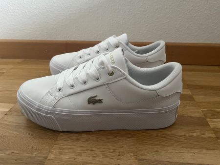 Lacoste ZIANE PLATFORM - Sneaker low - white/gold