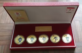 2008 Peking Olymp. Spiele Maskottchen Gedenkmedaillon-Set