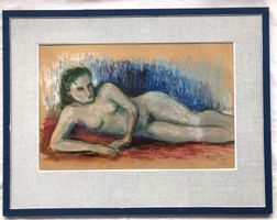 Original Pastell Zeichnung - Weiblicher Akt - signiert