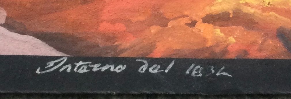 Gemälde: Antike Napoli Vulkan Gouache Gemälde – Gebraucht aus Root von  4