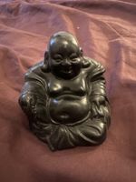 Laughing Buddha Figurine, Black Stone, Good Luck Charm