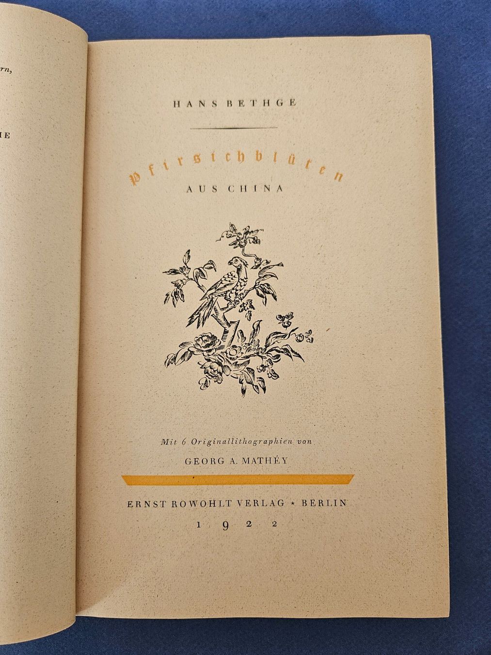 Libri: Pfirsichblüten "Chinesische Lyrik". Hans Bethge – Usato da Wisen SO venduto da gralstrand 3