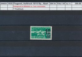 1935 Flugpost - 10/15 Rp., Aufdruck glänzend, Abart **