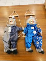 2 x Clown auf Schaukel Puppe Vintage Zirkus Variete 55/75cm