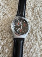 Swatch Irony Chrono Armbanduhr schwarz Lederarmband
