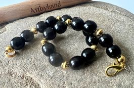 Schwarzer Achat trifft Gold – Unikat Armband handgefertigt