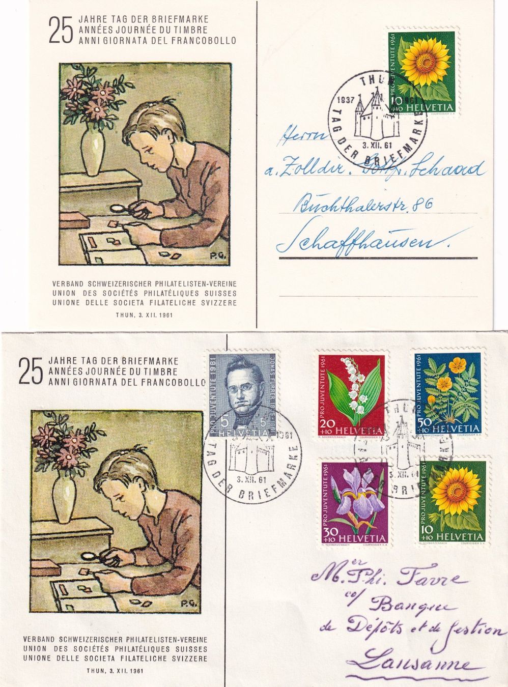 Tutti i francobolli: Tag der Briefmarke 1961 Thun 3.XII.1961 – Usato da Birsfelden venduto da Sakurajima