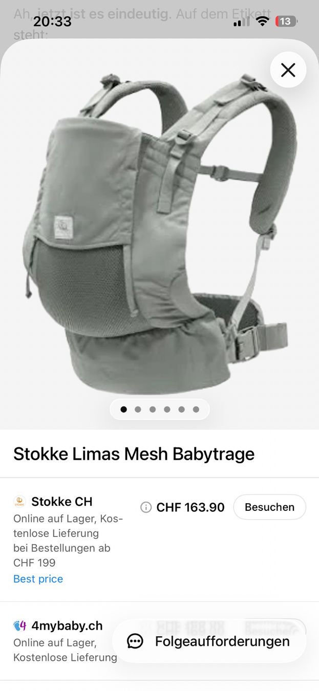 Stokke Marsupi portabebè: Babytrage Stokke Mesh (helles mint) – Nuovo (secondo la descrizione) da Uster venduto da cbb_57mp 1