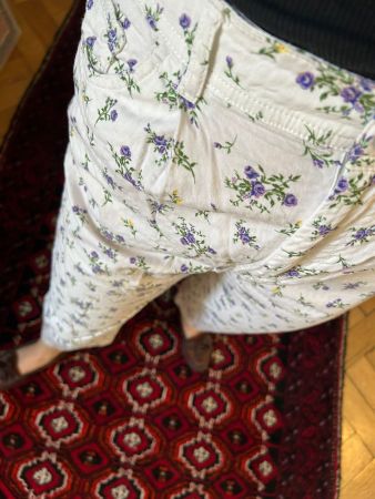 Sommerliche Blumenhose, weiss, Gr. XS, Zara, 100% Baumwolle