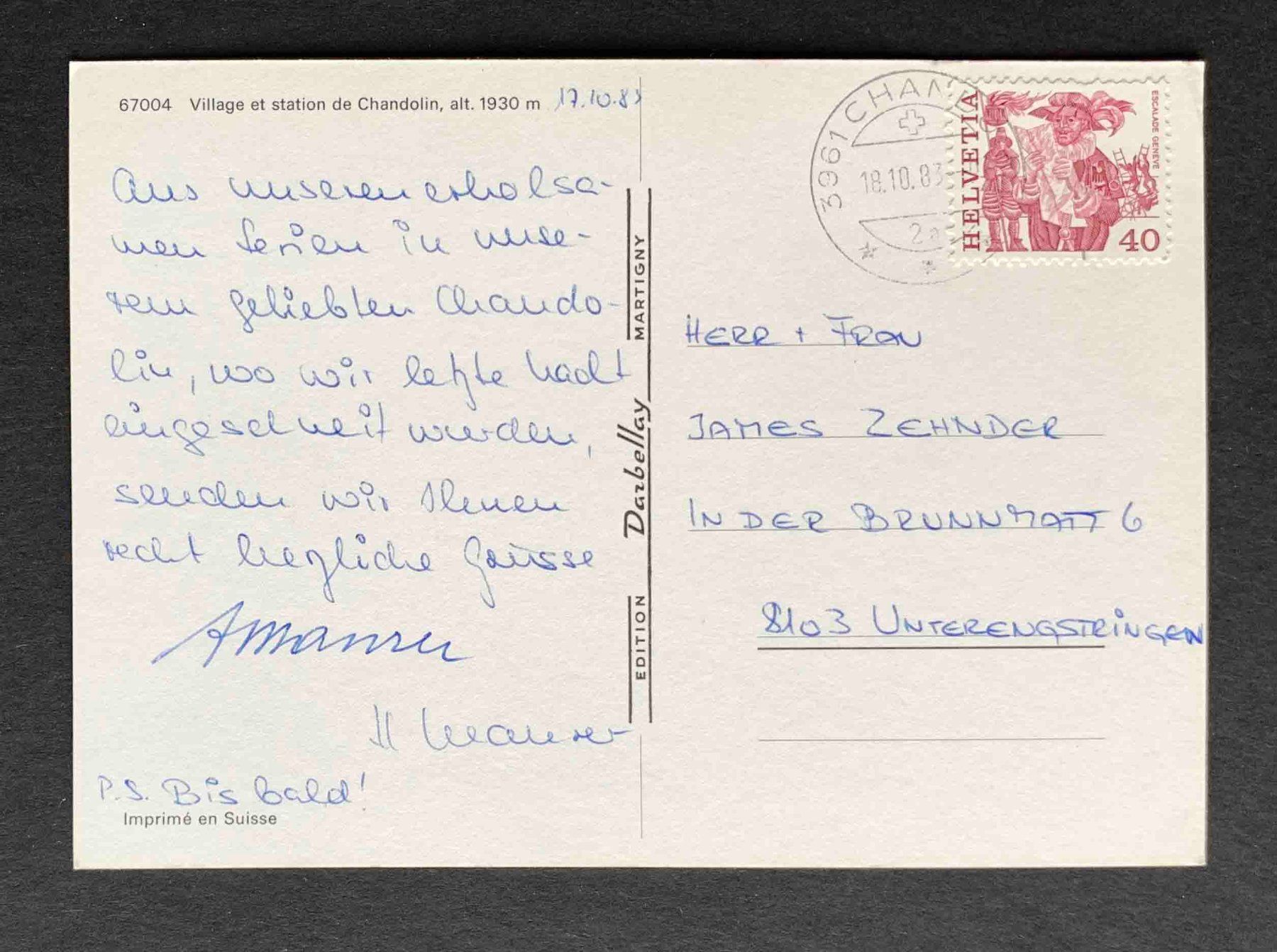 Cartoline postali: AK Village et station de Chandolin – Usato da Goldau venduto da artelier1 1