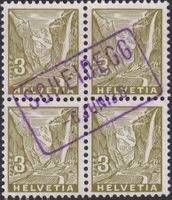 SCHEIDEGG 1936, attraktiver Bahnpost-O auf Nr.194 Viererbl.