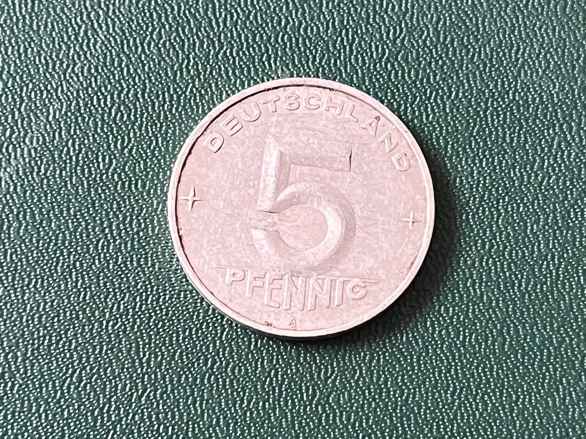 Alle Münzen: Seltene DDR 5 Pfennig 1952 – Gebraucht aus Neuenhof von Shadow- 1