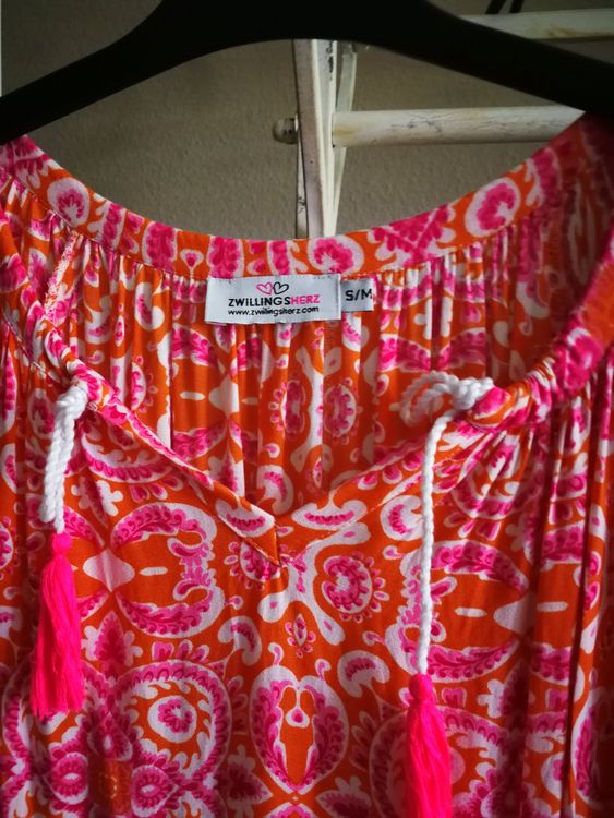 Neu Ricardo | (S/M) pink/orange Zwillingsherz Kaufen Sommerkleid auf