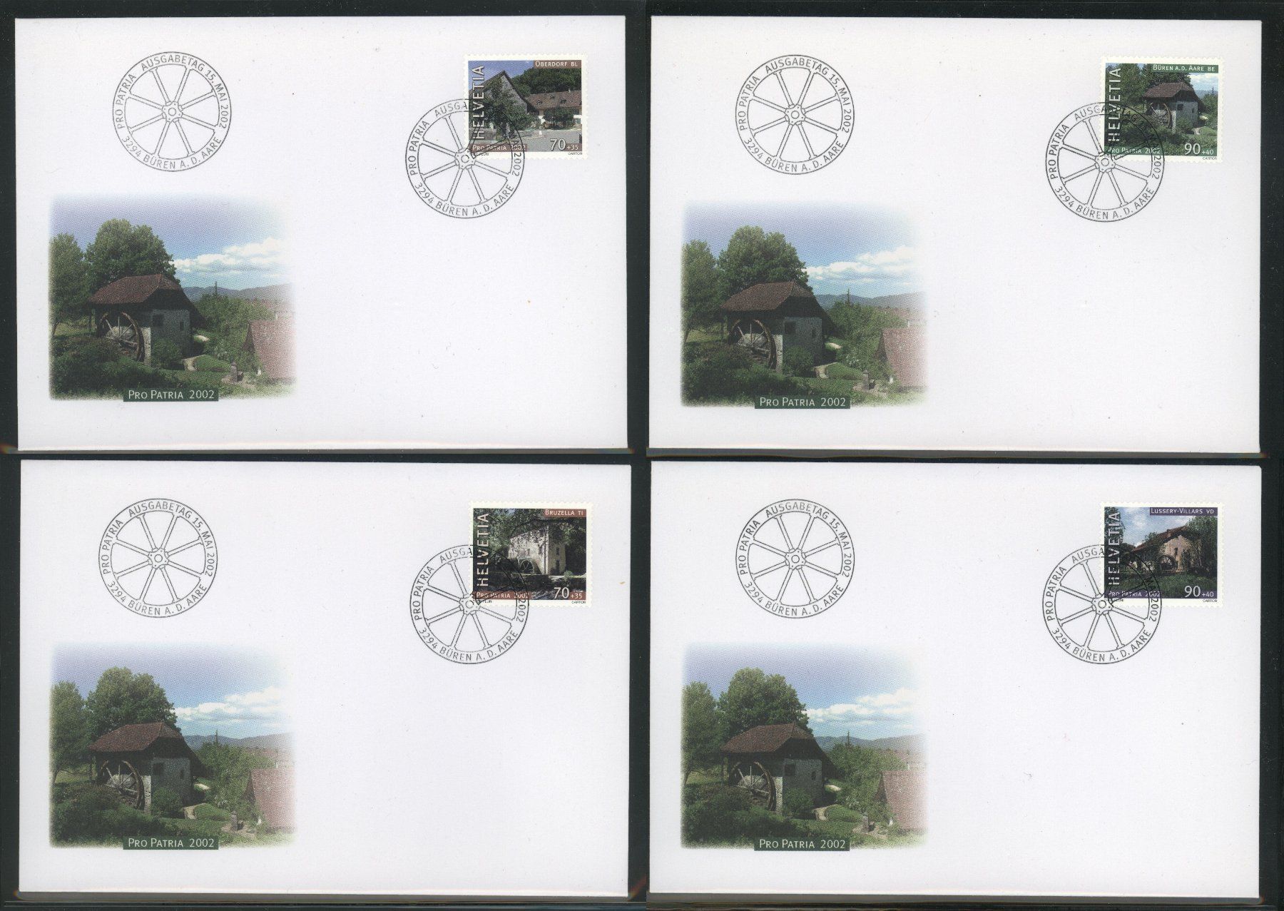 Tutti i francobolli: 2002, Pro Patria, FDC, Einzelmarken – Usato da Willisau venduto da Vollstempel