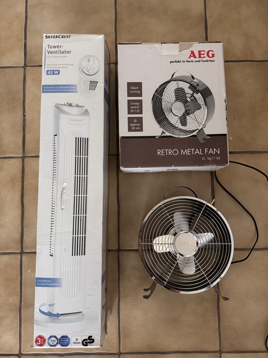 Ventilateurs: Ventilatore a torre Silvercrest 45W e AEG Metallo Retro – D'occasion à Zürich par mar_f9vq