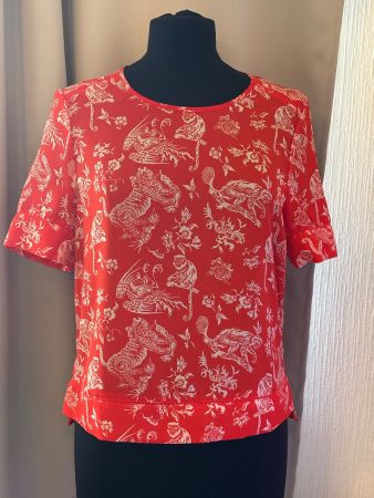 Chemise Scotch & Soda Raffia Town rouge imprimé tigre tai...