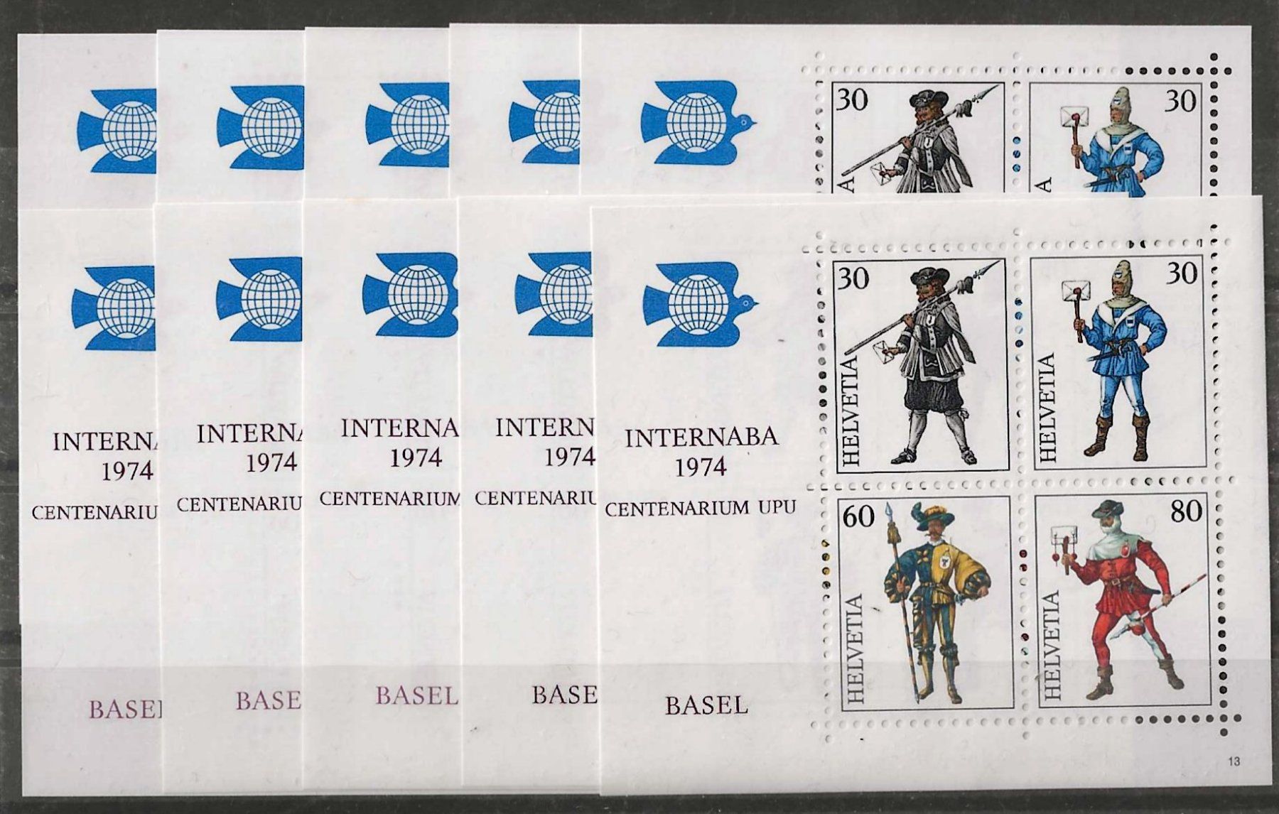 Tutti i francobolli: 10 Blocks (INTERNABA 1974) – Usato da Zürich venduto da Philacat11