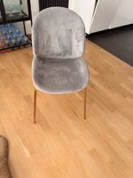 2x Stuhl Samt grau mit Goldbeinen guter Zustand