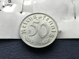 Drittes Reich 50 Reichspfennig 1942 B.  Sehr selten VZ +++