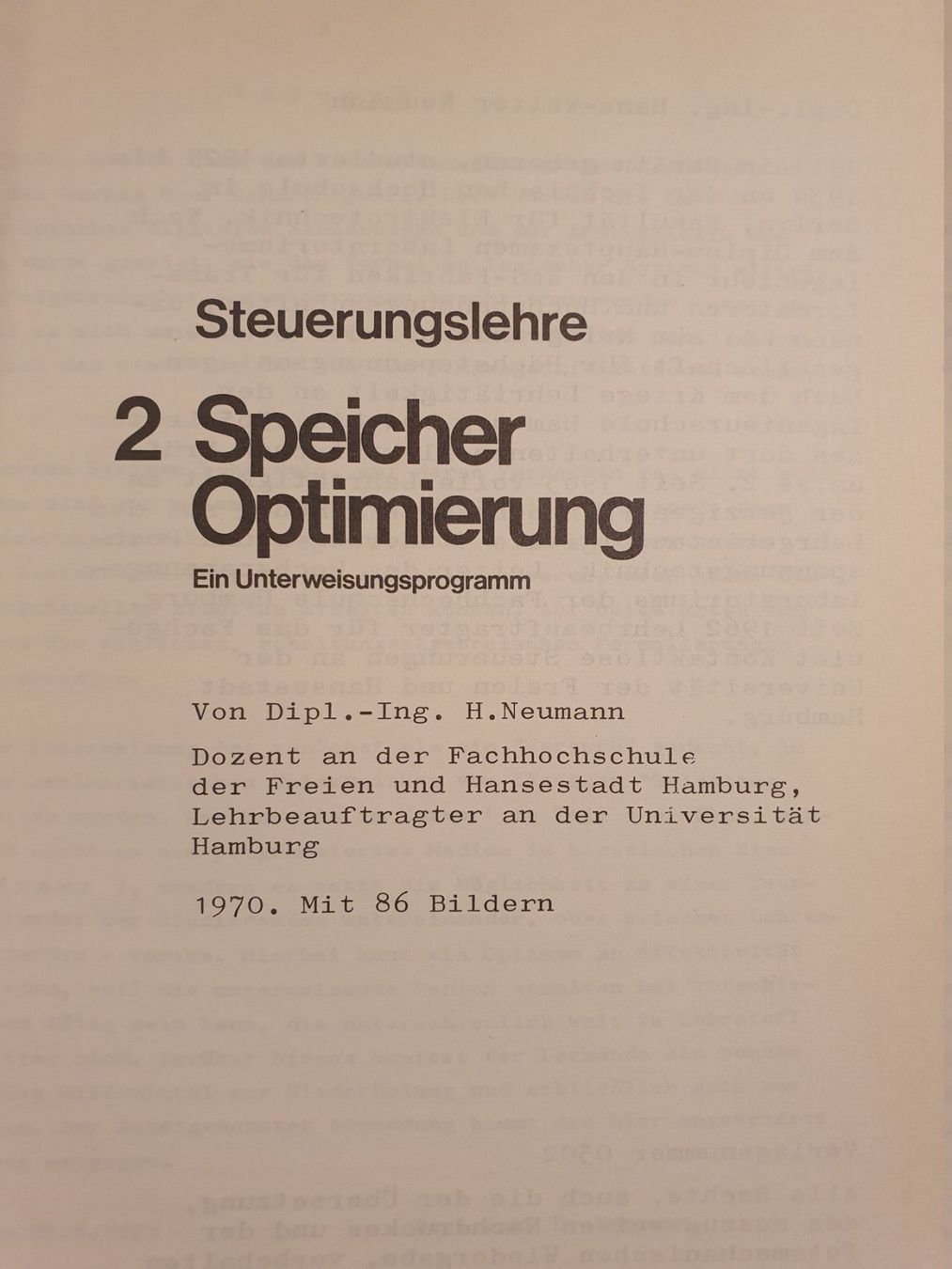 Bücher: 2 Speicheroptimierung - ein Unterweisungsprogramm H. Neumann – Gebraucht aus Zürich von loosebone 2