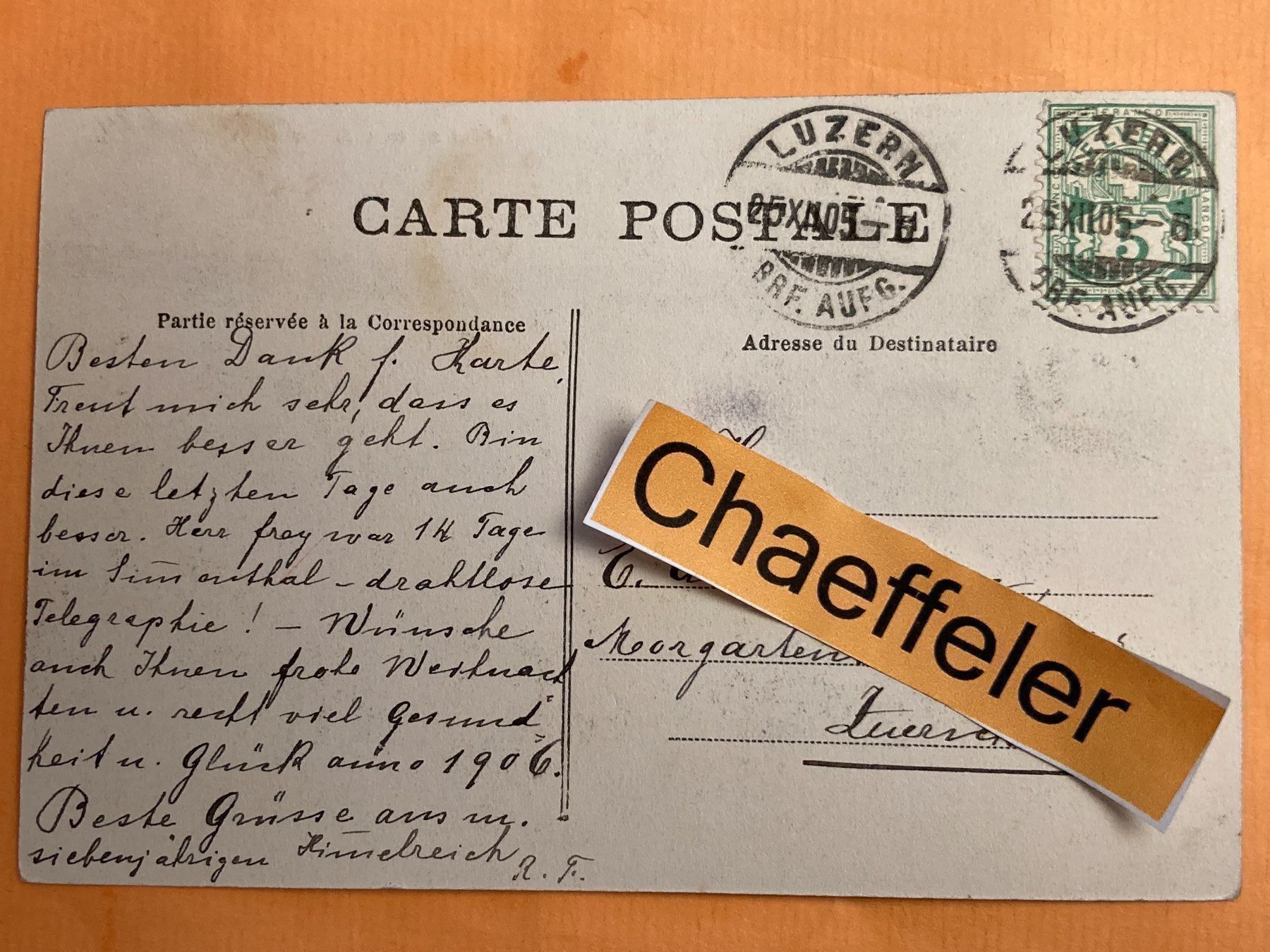 Cartoline postali: 1905 Alte Häuser in Zermatt – Usato da Zürich venduto da Chaeffeler 1