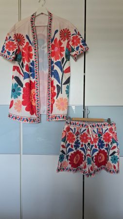 ​😍 Summer Co-Ord Set: Kimono & Shorts - L - Floral Boho