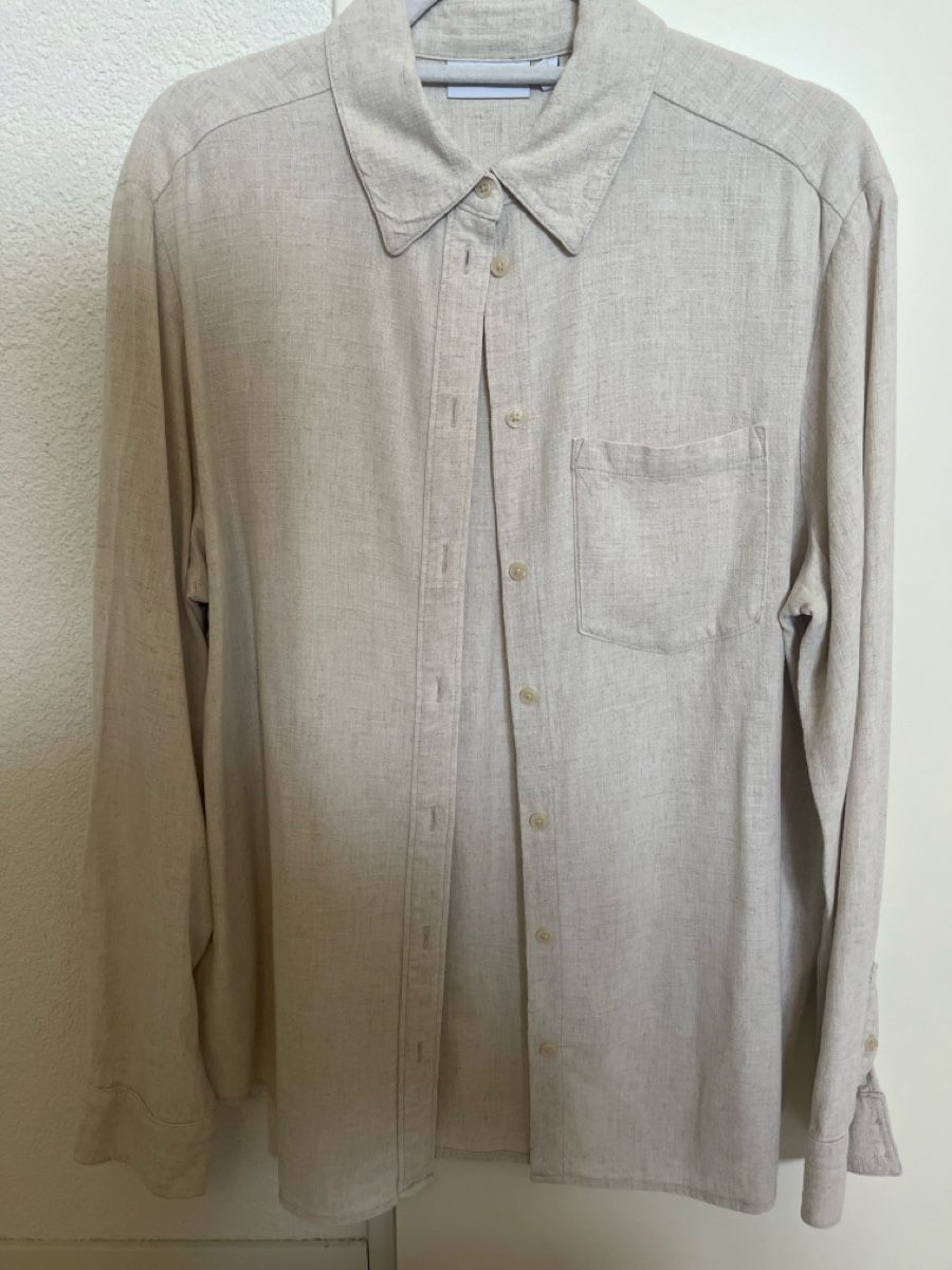 Weekday Blusen: Weekday beige Leinenmix Hemd/Bluse Gr 40 – Gebraucht aus Esslingen von Yanafuchs