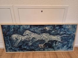 Grosses Original Ölgemälde "Galoppierende Wildpferde" 