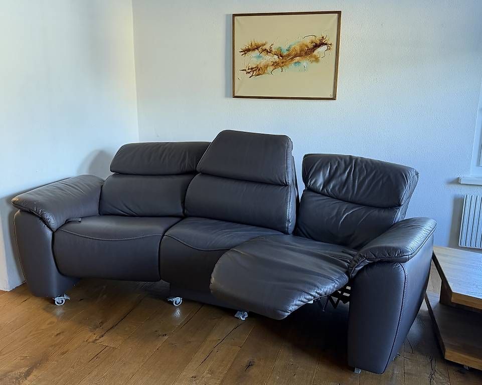 Sofas: Dunkles Sofa aus Echtleder mit verstellbaren Elementen – Gebraucht aus Wädenswil von nessannb 1