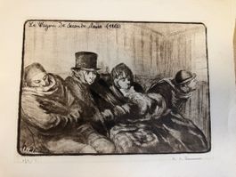 Daumier Lithographie Le Wagon de Seconde classe 