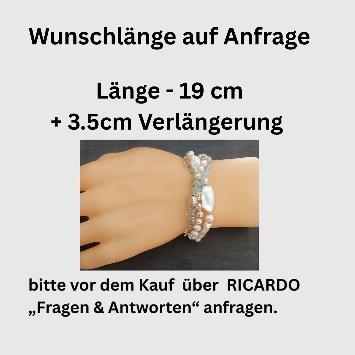 Armbänder & -reifen: Statement-Perlen-Armband mit Aquamarin und Silber - Unikat – Neu und originalverpackt aus Lütisburg von Emarra 4