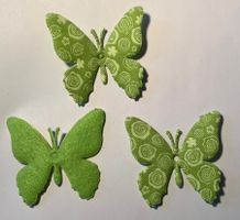 5 Stoff-Filzstreuer Schmetterling gemustert grün