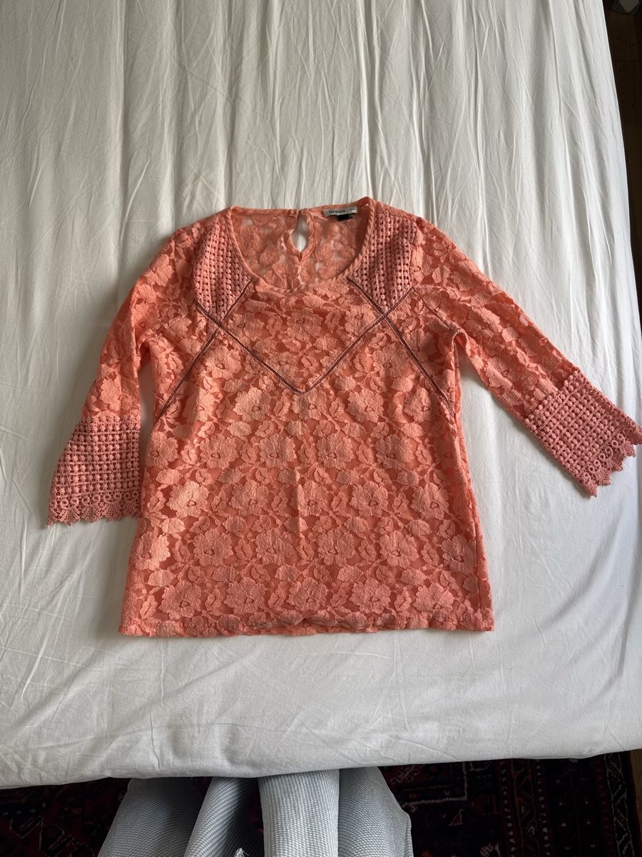 Mango Camicette: Mango Lace Top Size S Summer Boho Chic Crochet Trim Tunic – Usato da Zürich venduto da olalinda 8
