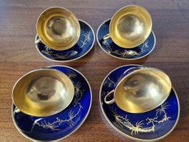 4er Set edle Kaffeetassen Kobalt Gold , Rosenthal