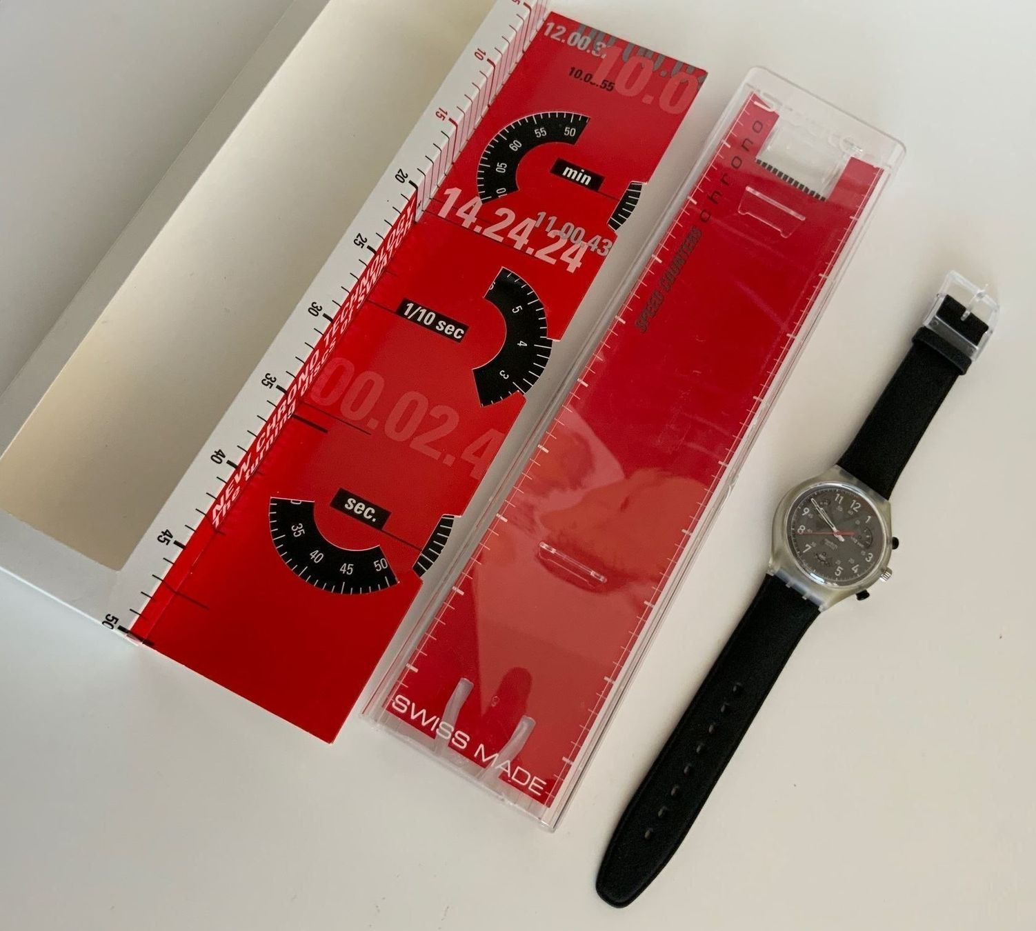 Swatch Orologi: SPEED COUNTERS Swatch CHRONO ungetragen - VINTAGE – Nuovo e nell'imballaggio originale da Wettswil venduto da rotonda 3